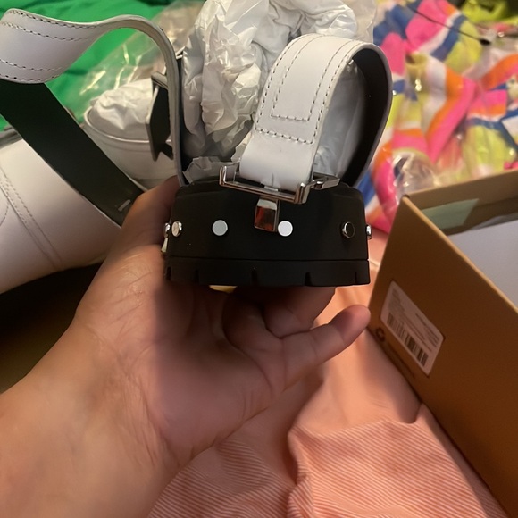 Brand new never worn white buckle gladiator style studded sole sandal - Picture 6 of 8